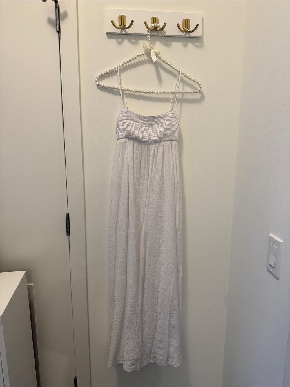 Abercrombie & Fitch White Spaghetti-Strap Maxi Sundress